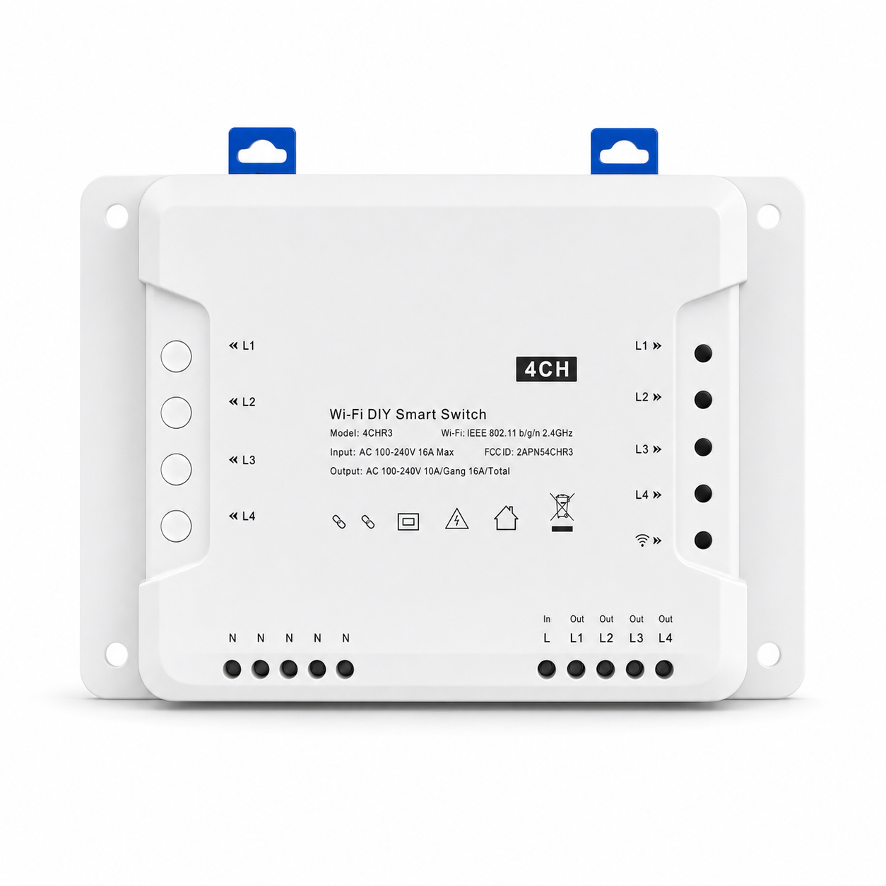 NéoRelay 4CH R3 module Wi-Fi 4 canaux standard, packshot studio blanc