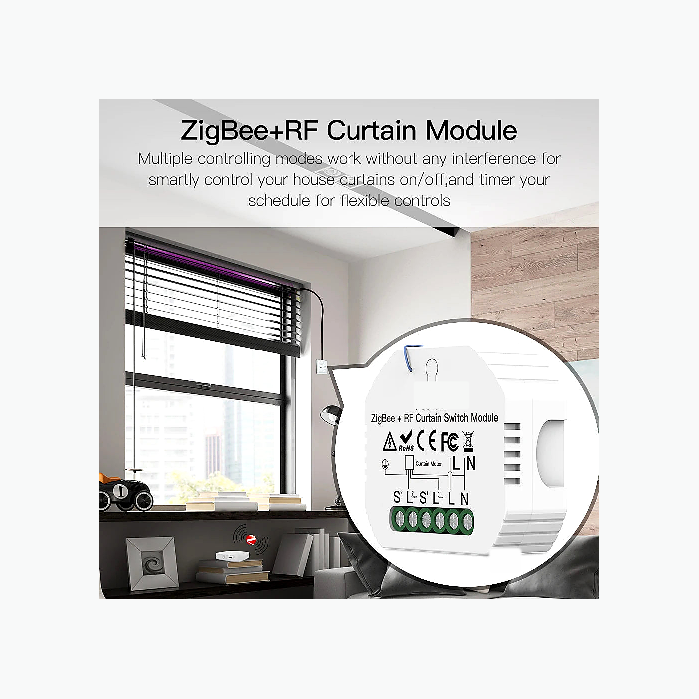 NéoRelay Comfort ZigBee RF curtain module blind control