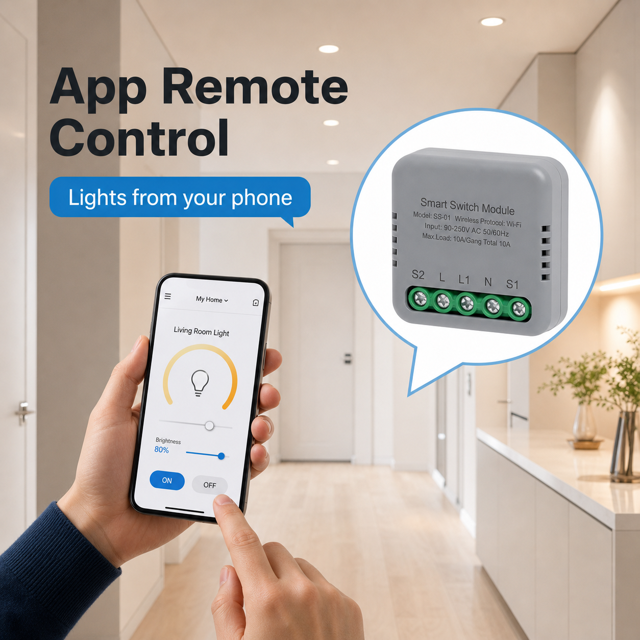 Generic app remote control for smart switch relay module