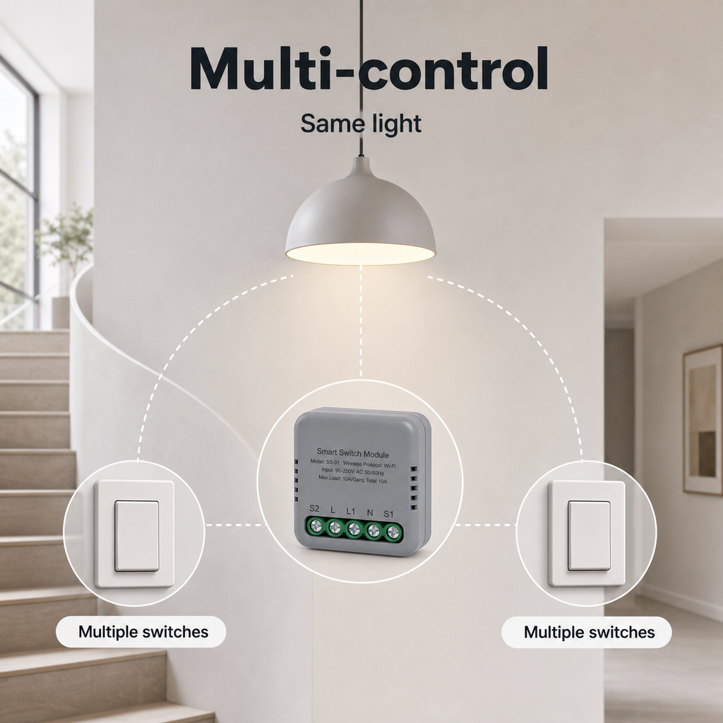 Multi-control association for one light and multiple switches