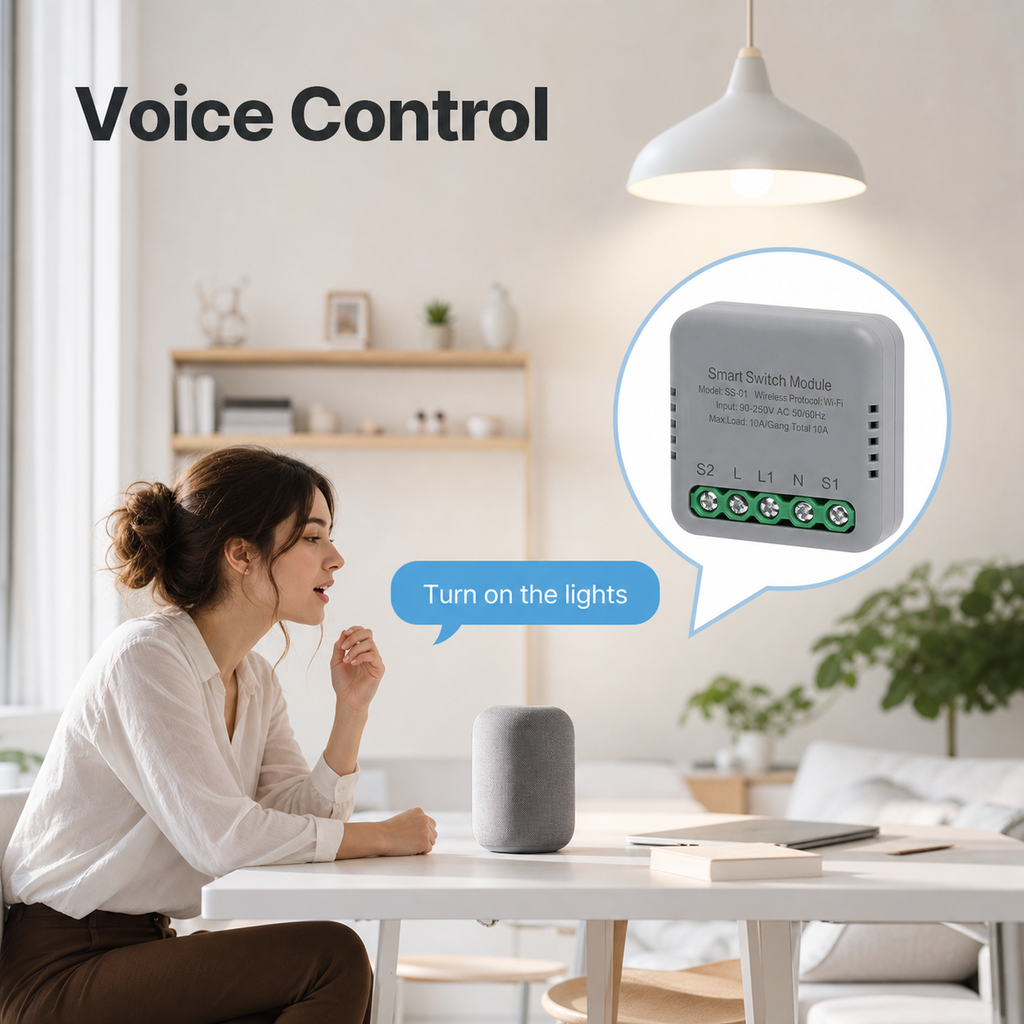 Voice control scene for smart switch relay module without assistant branding
