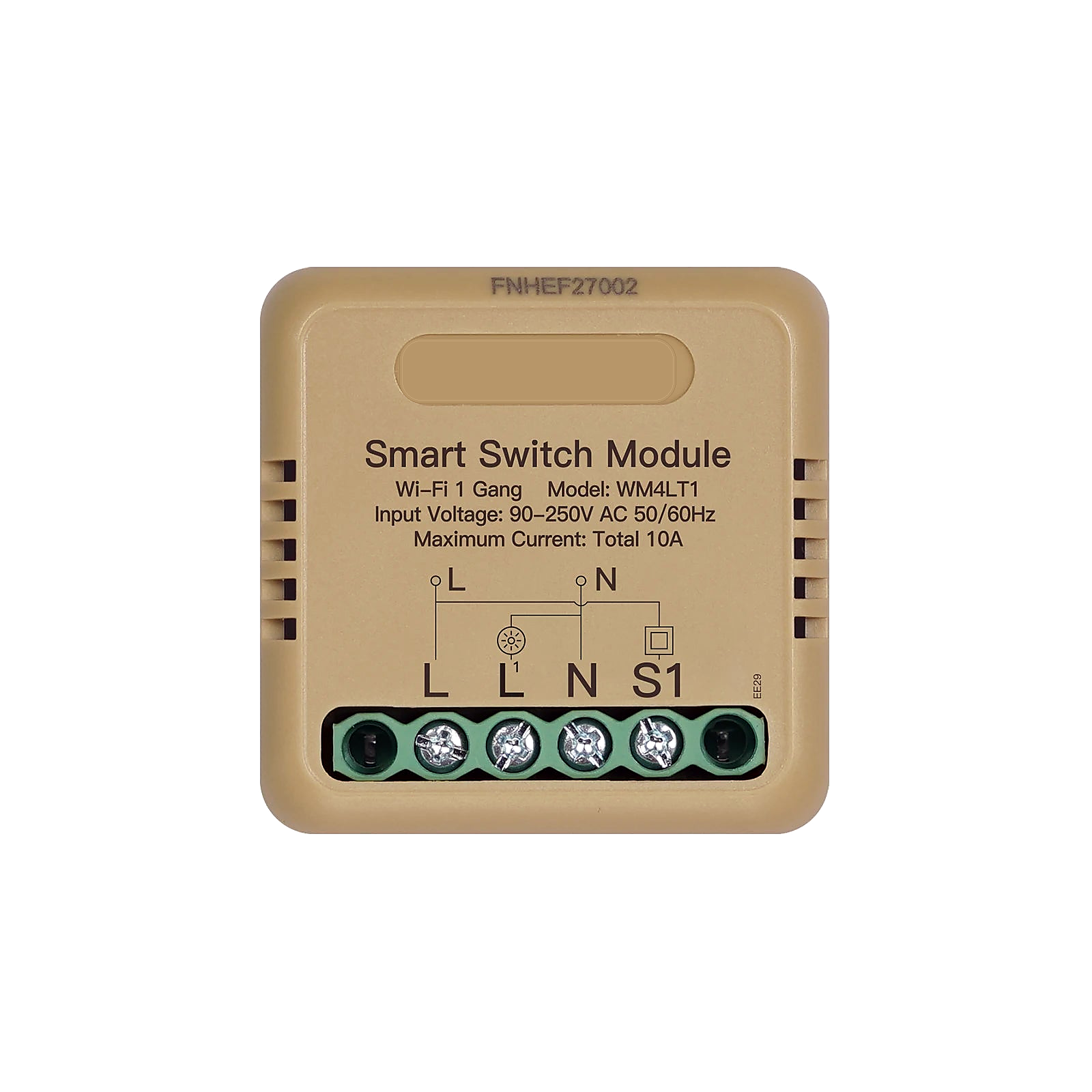 Module interrupteur connecté NéoRelay Compact Comfort Wi-Fi 1 voie sur fond blanc