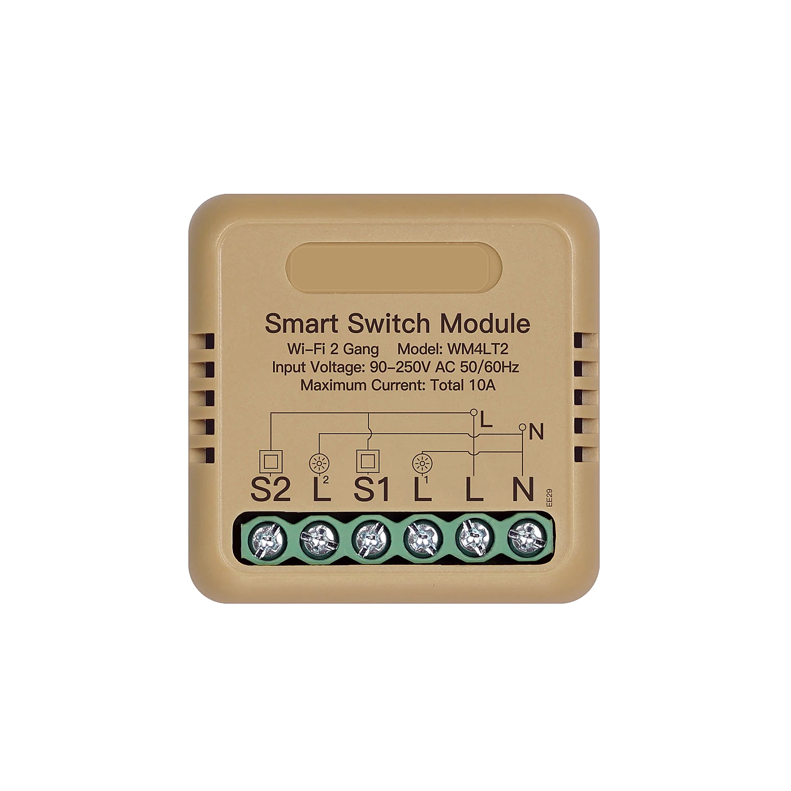 Module interrupteur connecté NéoRelay Compact Comfort Wi-Fi 2 voies sur fond blanc