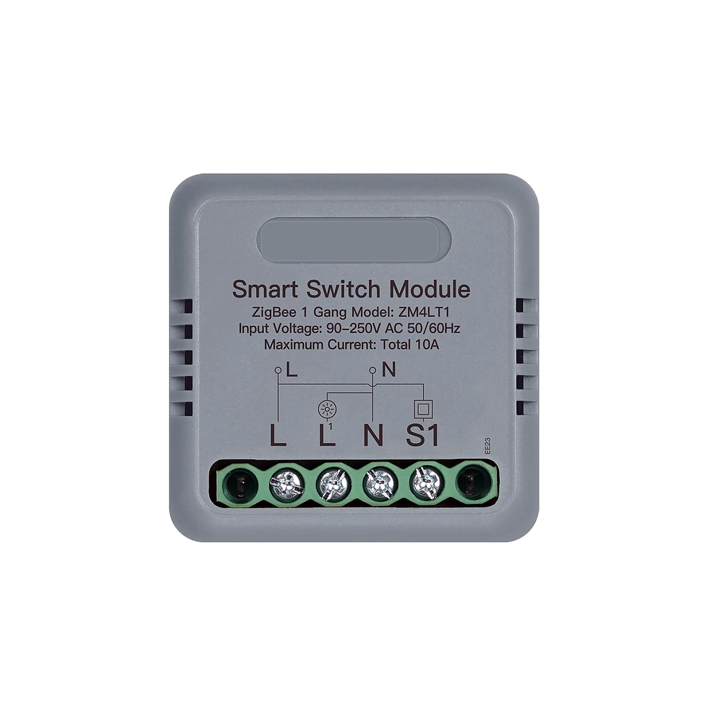 Module interrupteur connecté NéoRelay Compact Comfort ZigBee 1 voie sur fond blanc