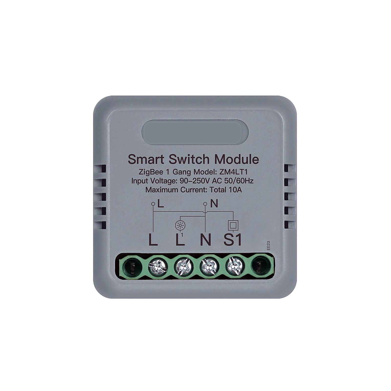 Module interrupteur connecté NéoRelay Compact Comfort ZigBee 1 voie sur fond blanc
