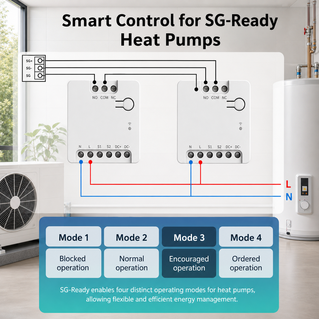 NéoRelay Dry Contact Pro SG Ready heat pump smart control wiring image