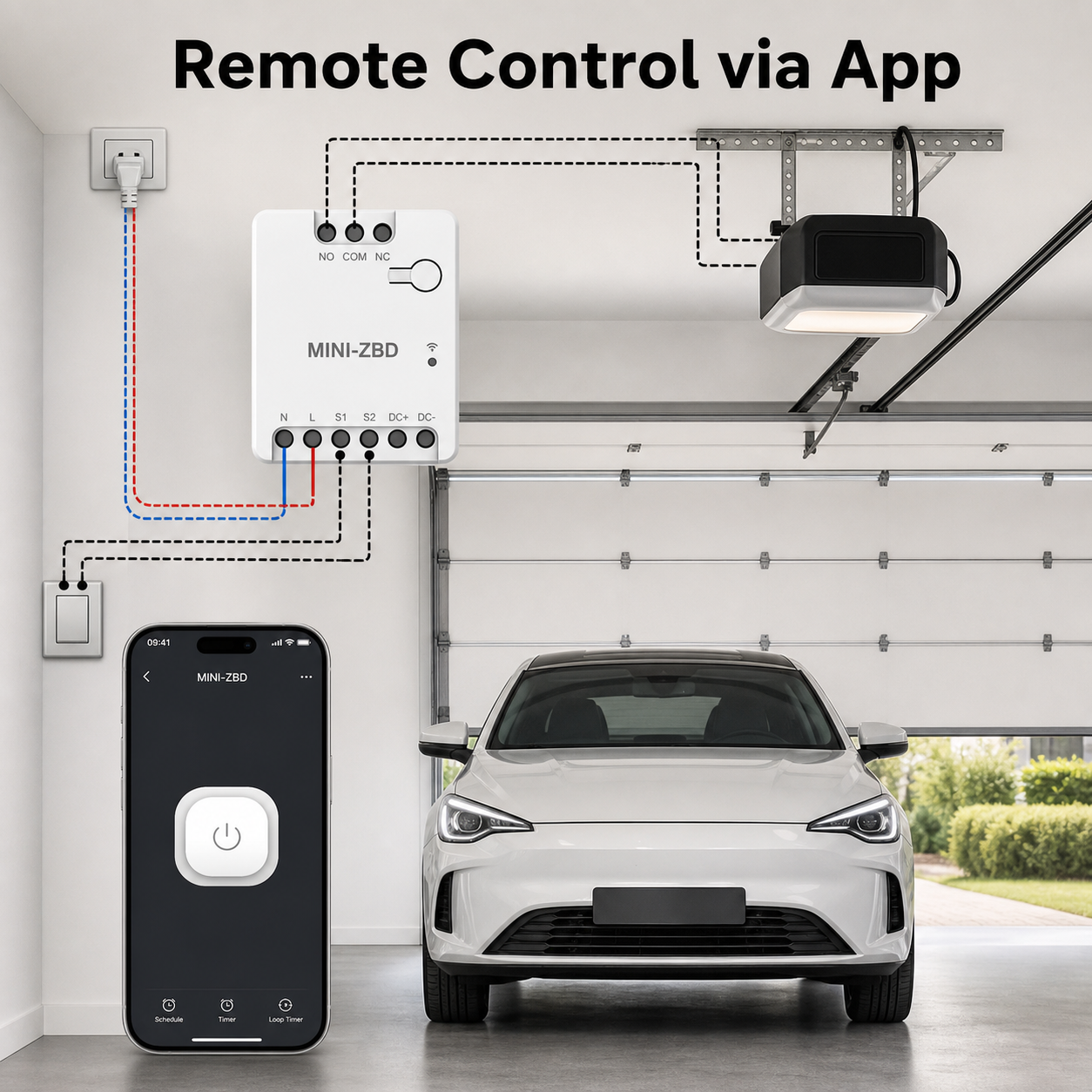 NéoRelay Dry Contact Pro remote control via app garage wiring image