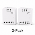 Two pack of compact dry contact relay modules on white background
