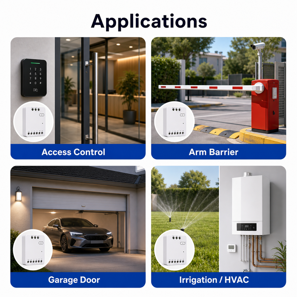Applications grid for dry contact relay module