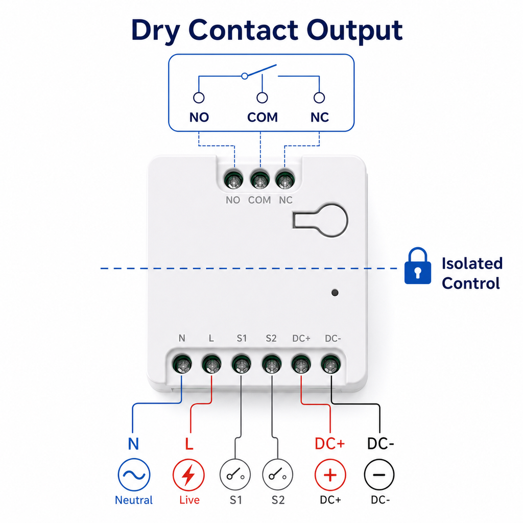 Dry contact output isolation diagram for compact relay module