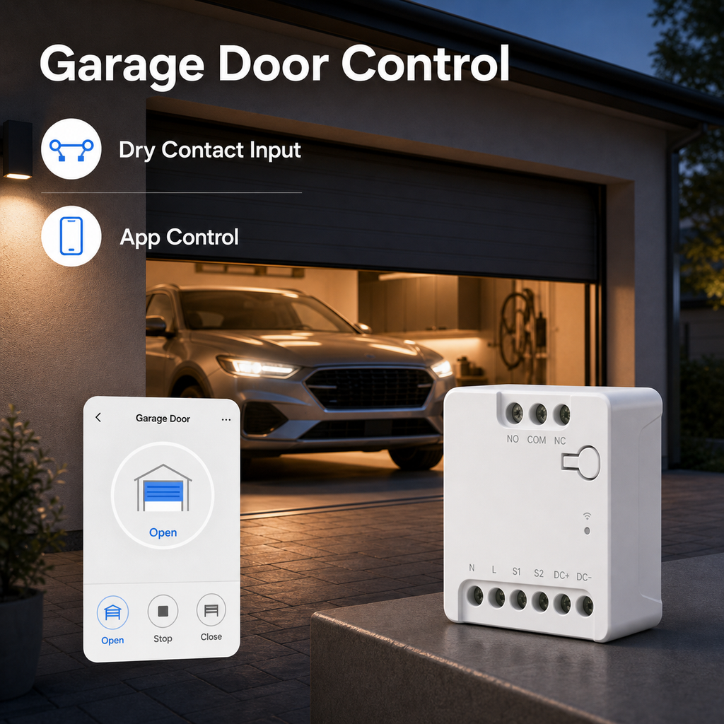 Garage door control scene for Wi-Fi dry contact relay module