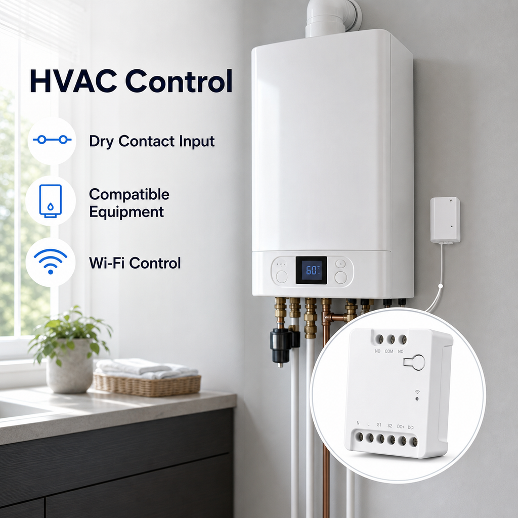HVAC dry contact control scene for compatible equipment