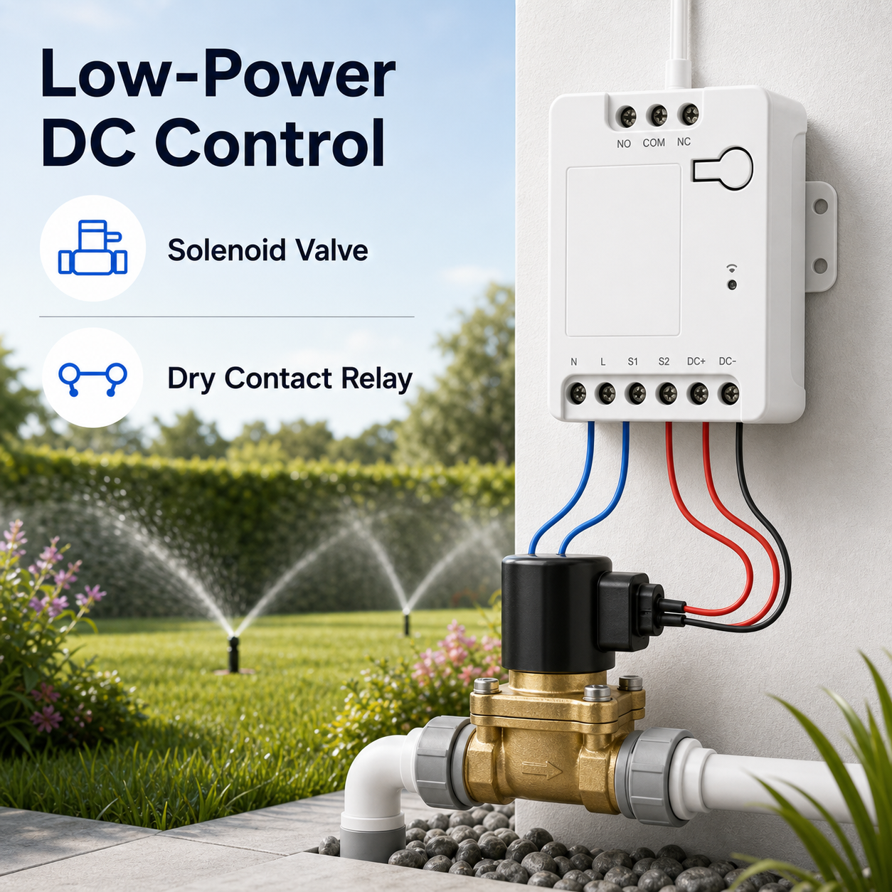Low-power DC solenoid control scene with relay module
