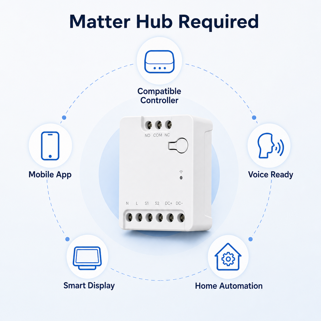 Matter hub required compatibility diagram with generic icons