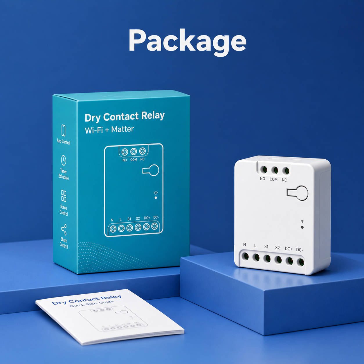 Package studio packshot of dry contact relay module