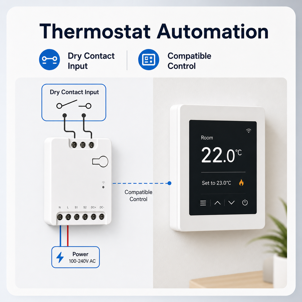 Thermostat automation diagram with dry contact relay