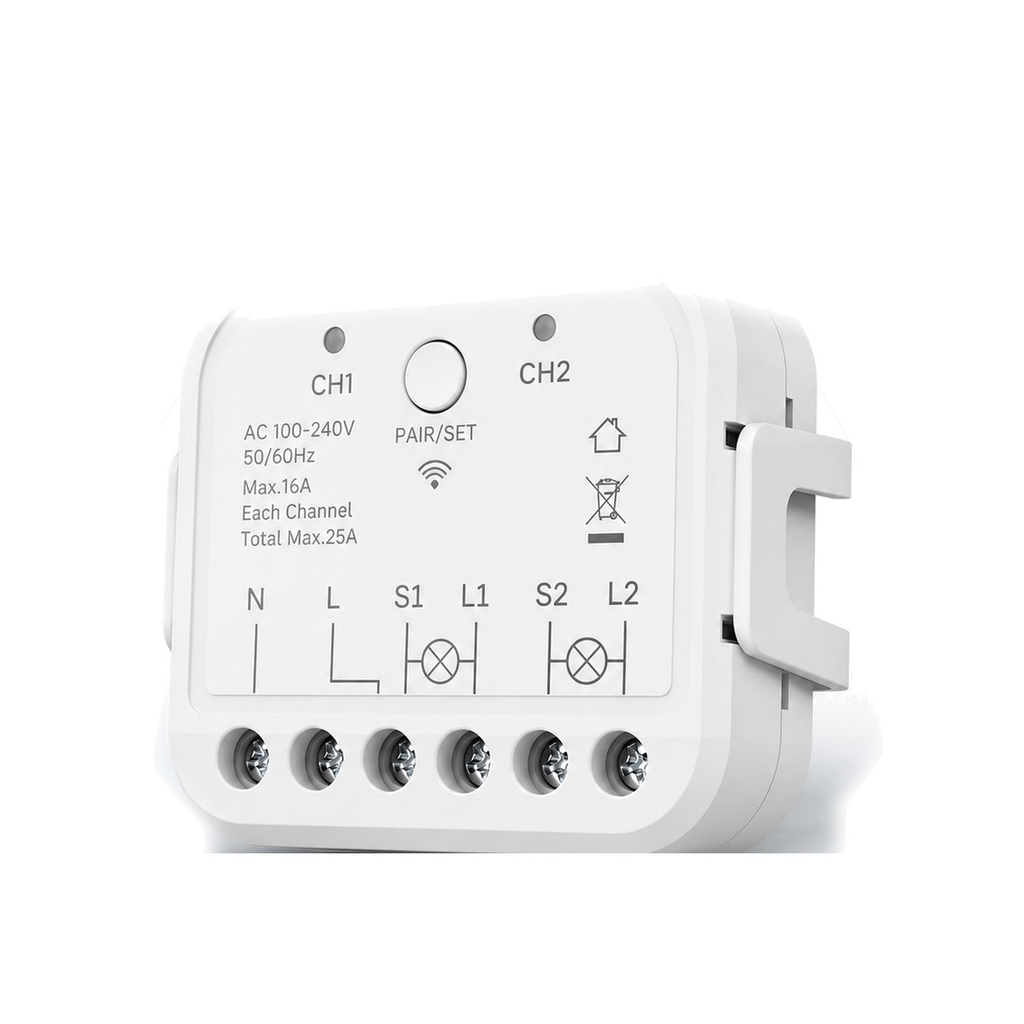 Lot de 1 module Wi-Fi double commande NéoRelay Dual Lite Pro sur fond blanc