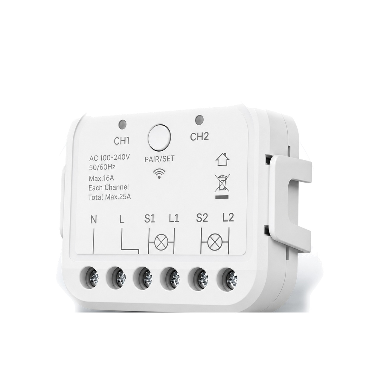 Lot de 1 module Wi-Fi double commande NéoRelay Dual Lite Pro sur fond blanc