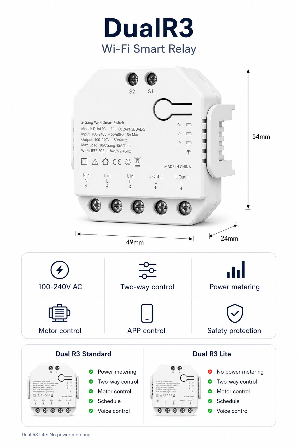 NeoRelay Dual R3 Pro - dimensions and specifications