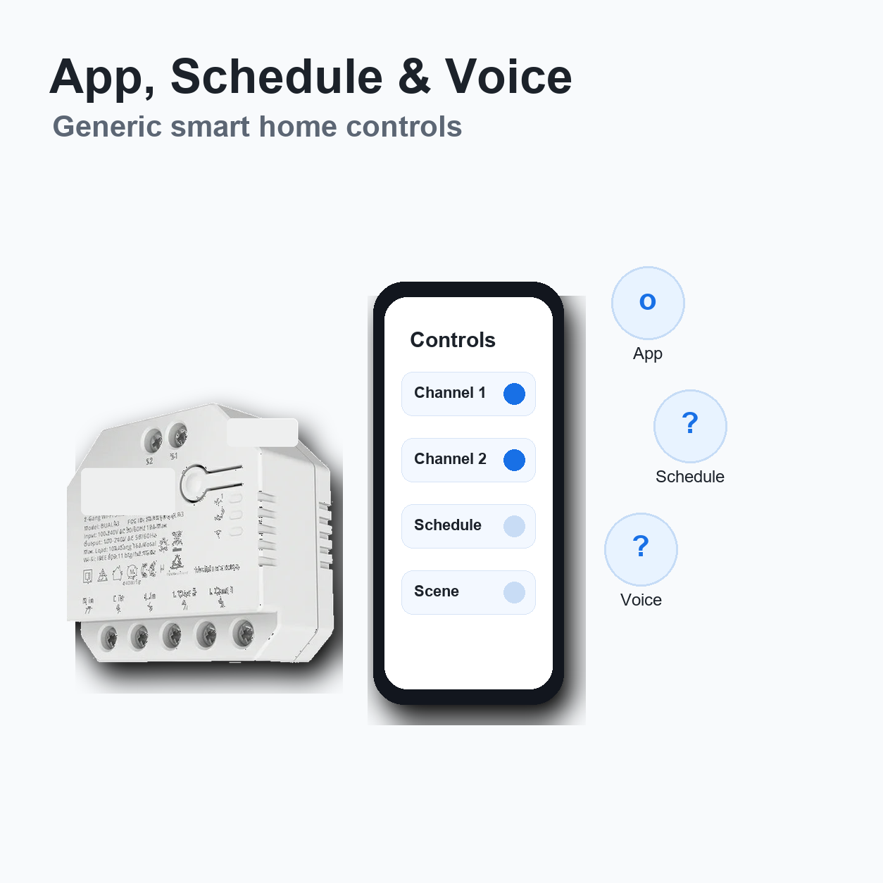 NéoRelay Dual R3 Pro app schedule and voice control overview with dual Wi-Fi relay module