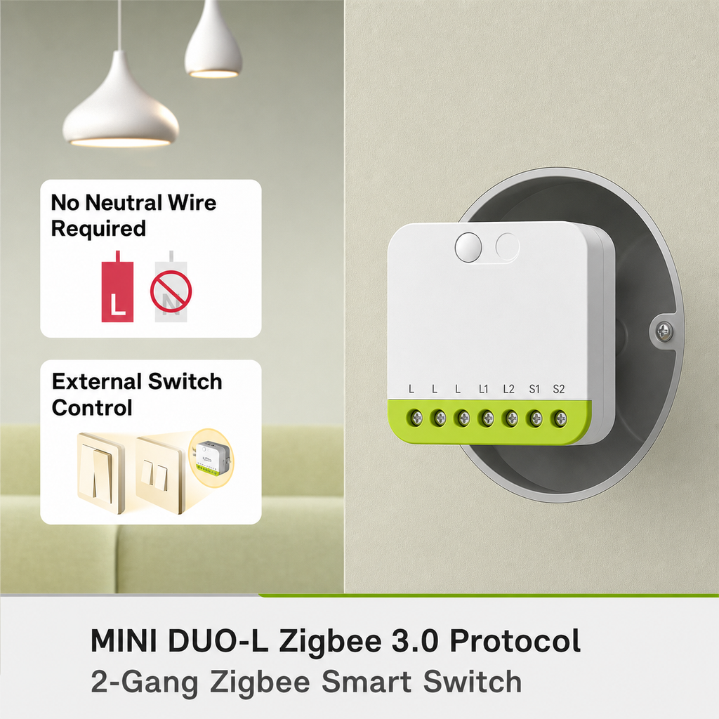 NéoRelay Duo-L ZigBee Pro no neutral wire required 2-gang Zigbee smart switch