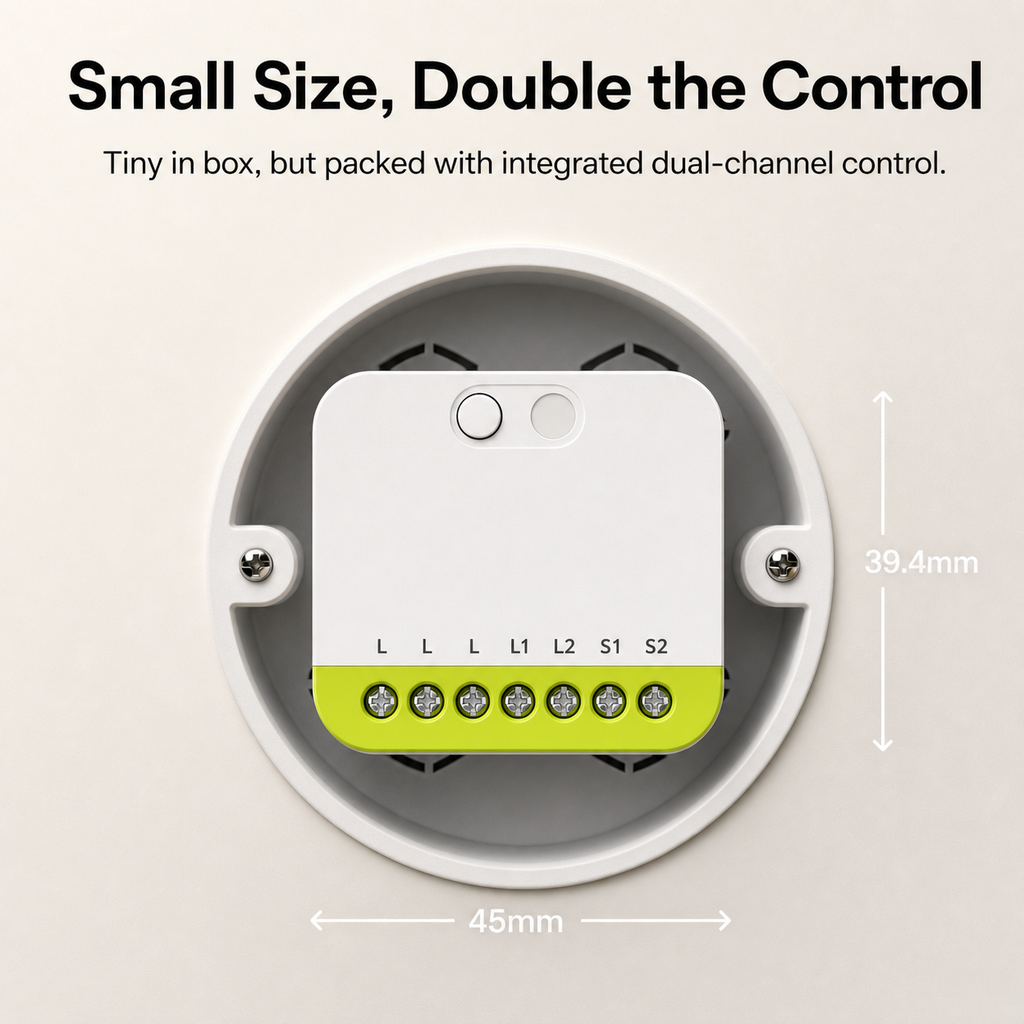 NéoRelay Duo-L ZigBee Pro compact module dimensions 39.4mm by 45mm