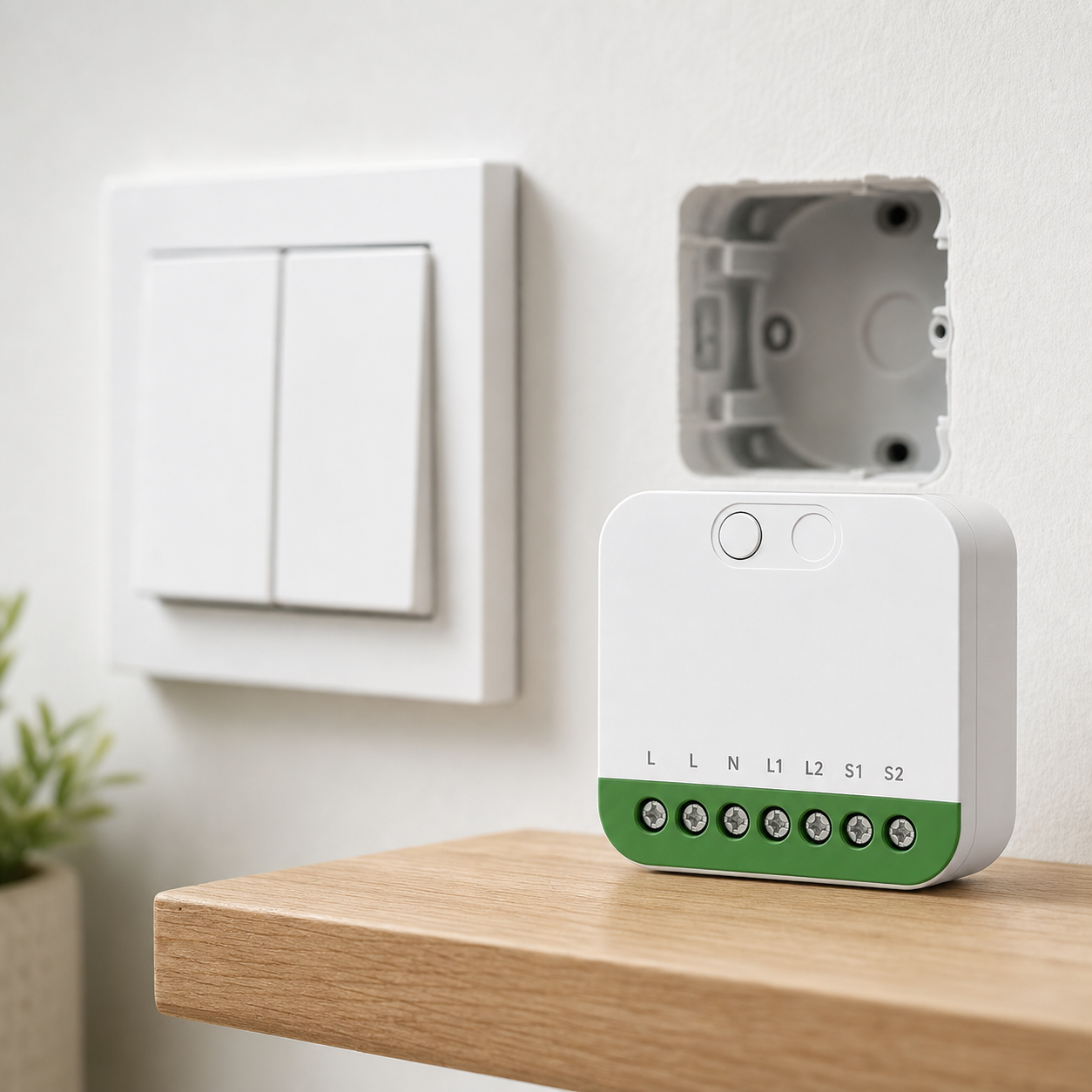 NéoRelay Duo Matter Pro MINI-2GS compact in-wall installation context