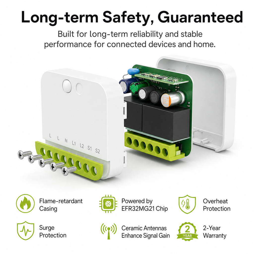 Long-term safety and internal component view for Zigbee relay