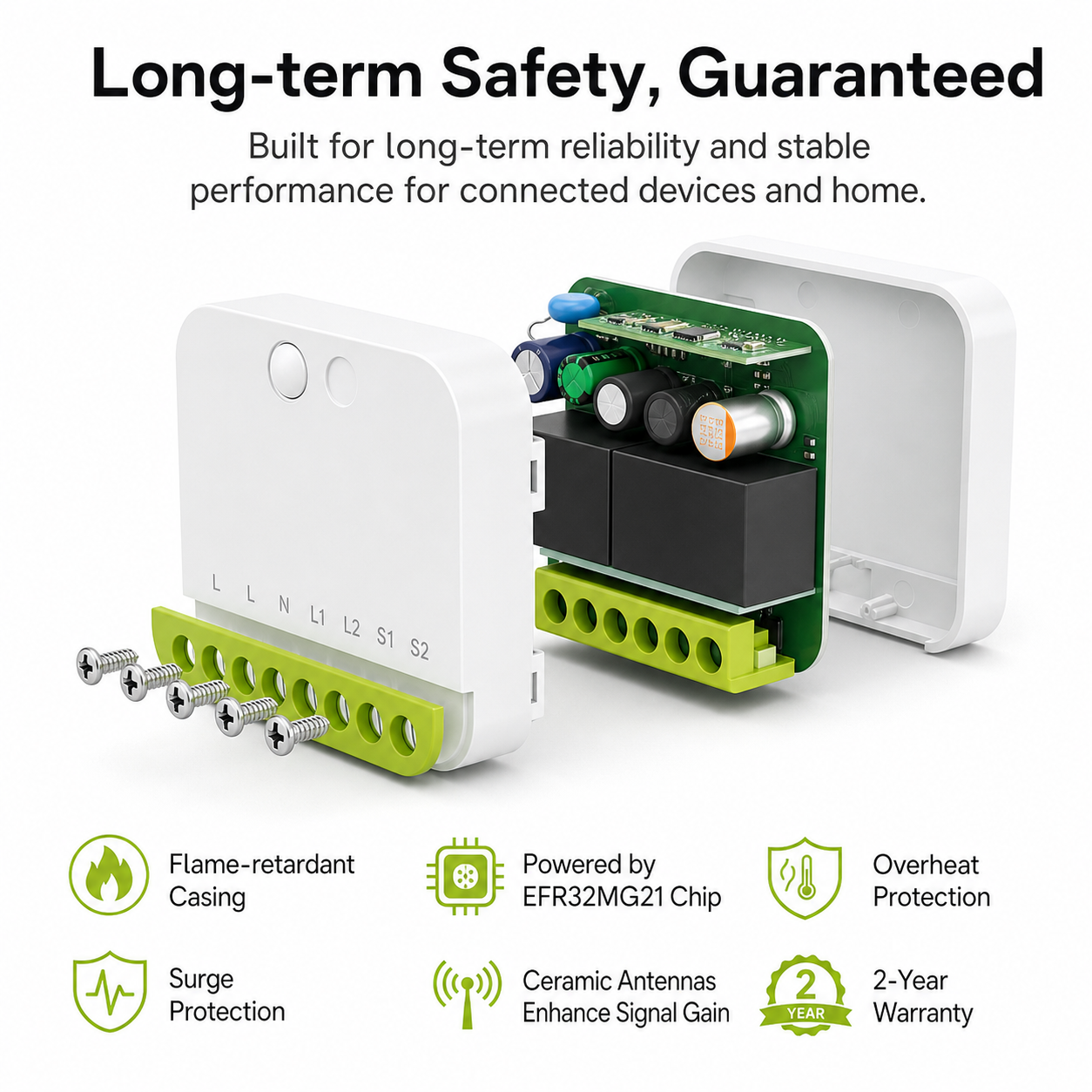 Long-term safety and internal component view for Zigbee relay