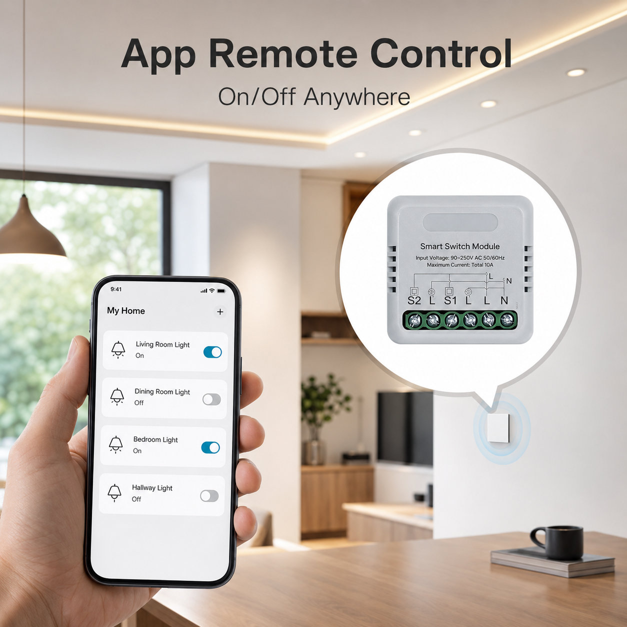 App remote control for mini smart switch relay module