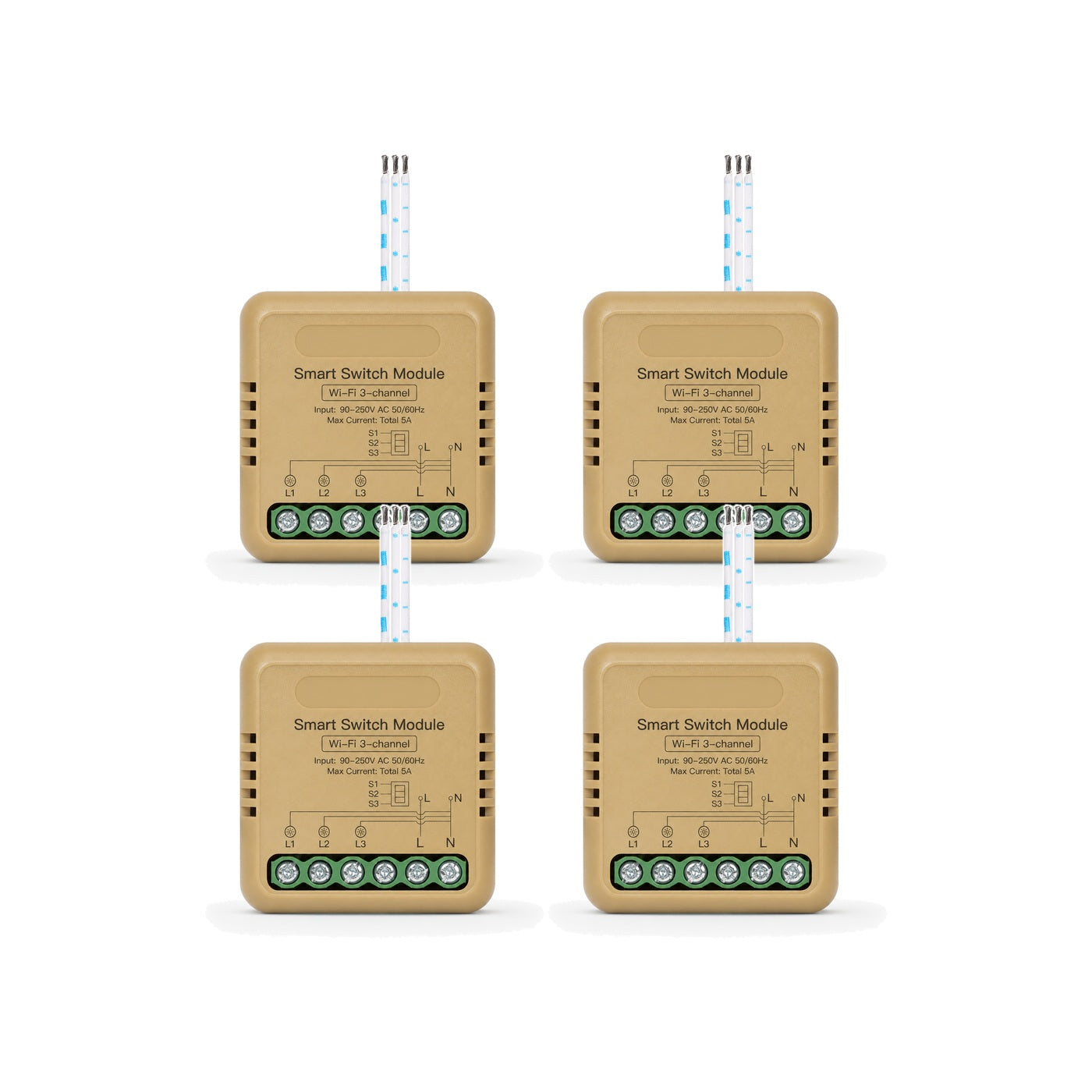 Module interrupteur connecté NéoRelay Mini Comfort Wi-Fi 3 voies lot de 4