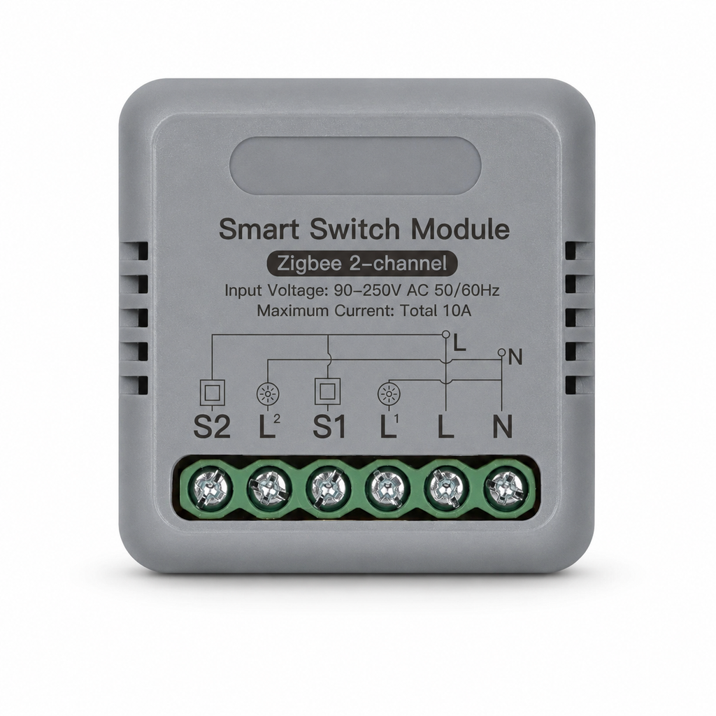 Gray Zigbee 2-channel mini smart switch relay module variant