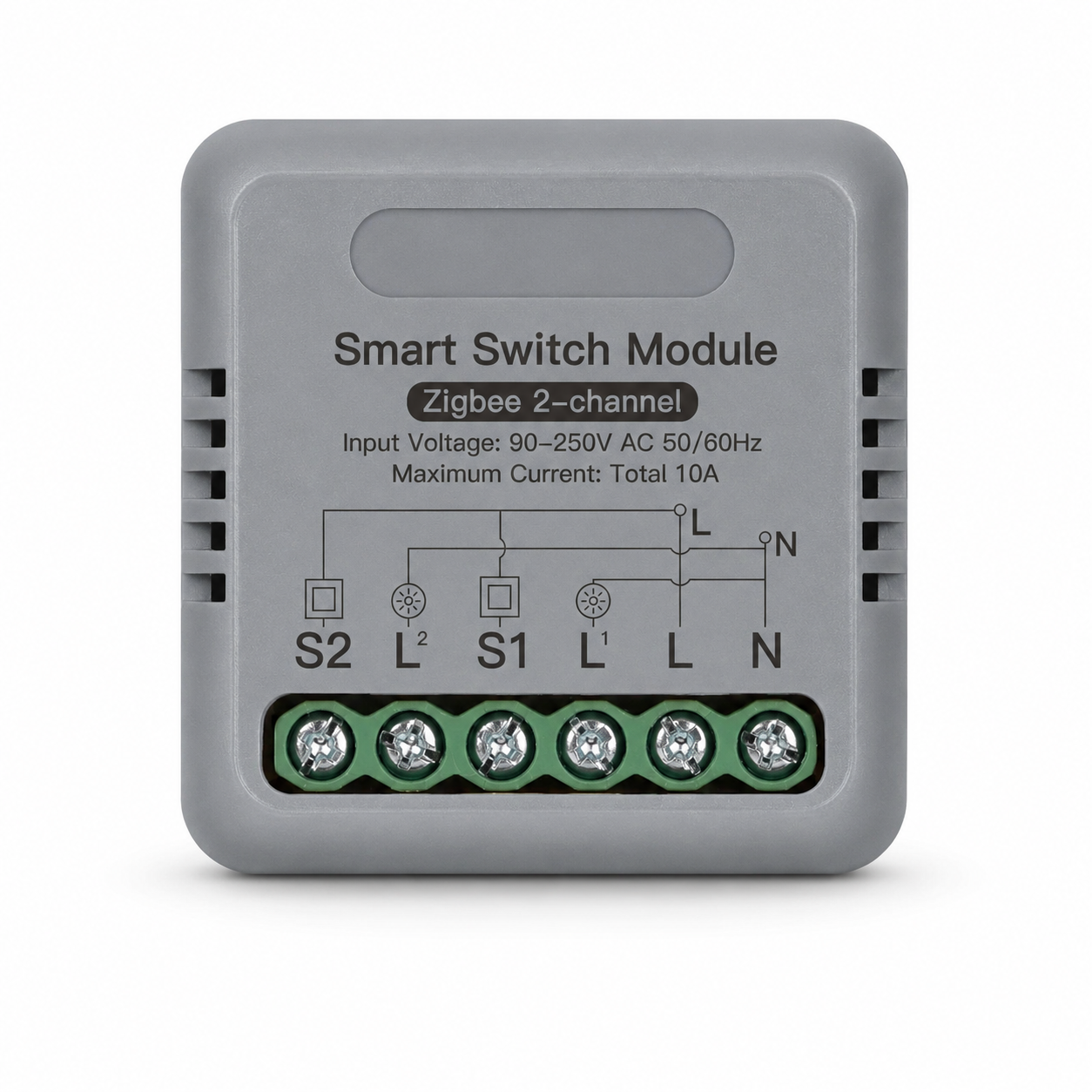 Gray Zigbee 2-channel mini smart switch relay module variant