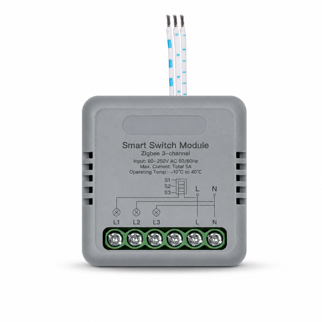 Gray Zigbee 3-channel mini smart switch relay module variant
