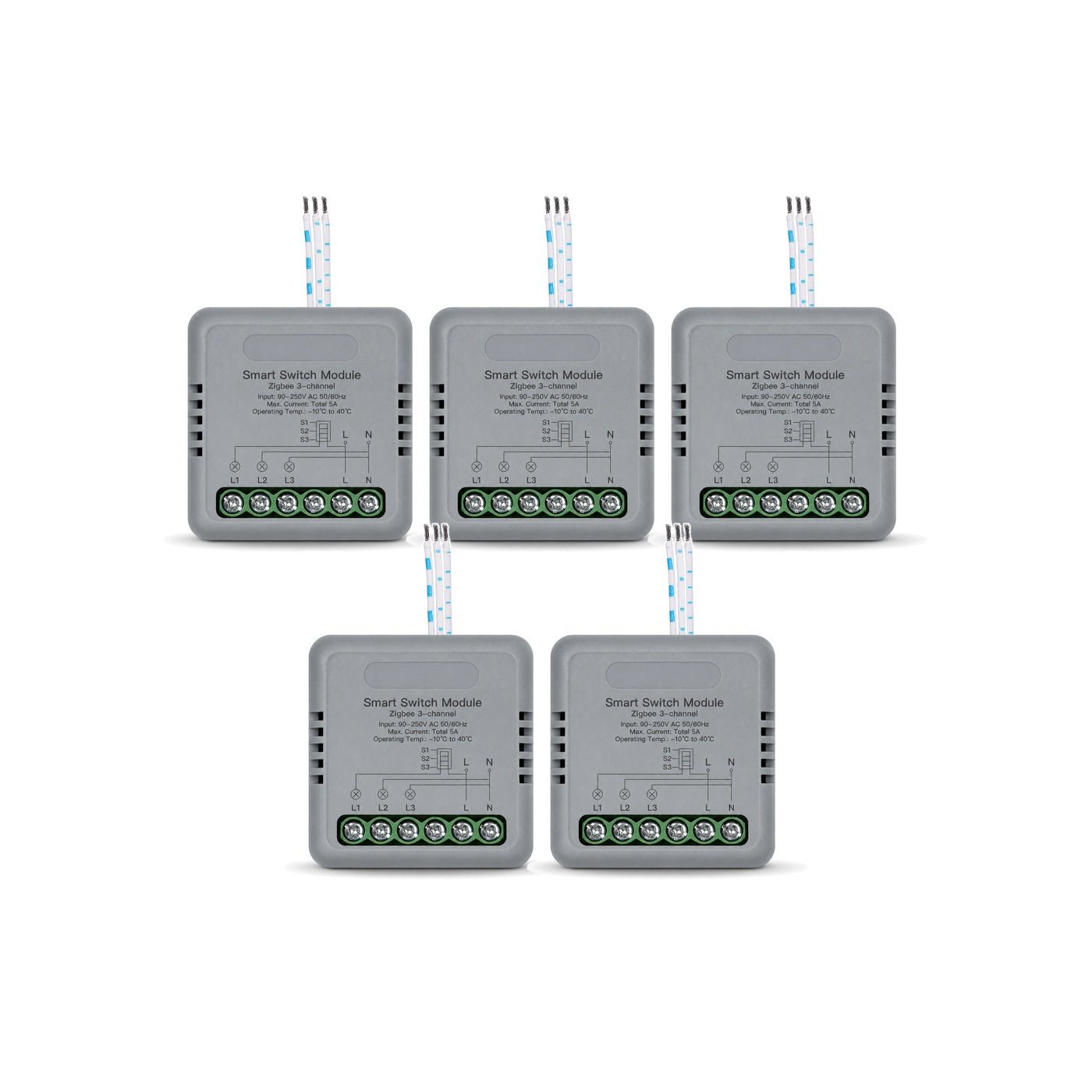 Module interrupteur connecté NéoRelay Mini Comfort ZigBee 3 voies lot de 5