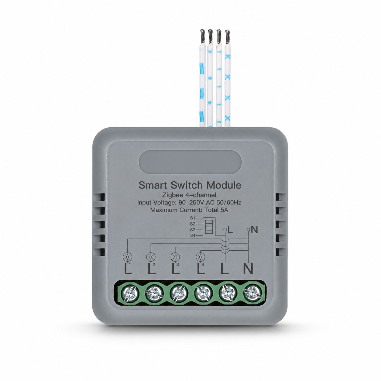 Gray Zigbee 4-channel mini smart switch relay module variant