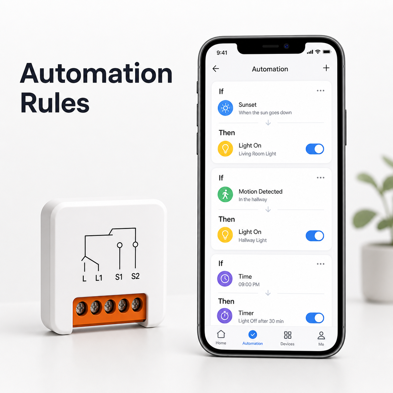 Generic automation rules interface for ZigBee no-neutral relay