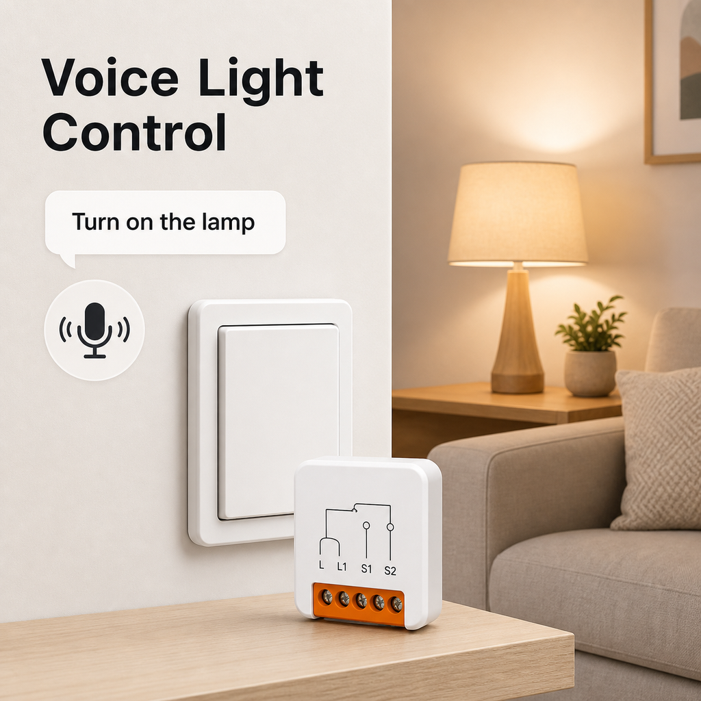 Generic voice light control scene with no-neutral ZigBee mini relay