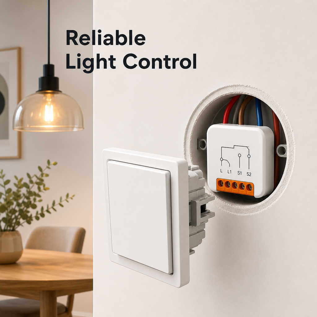 Reliable lamp control installation with ZigBee no-neutral relay
