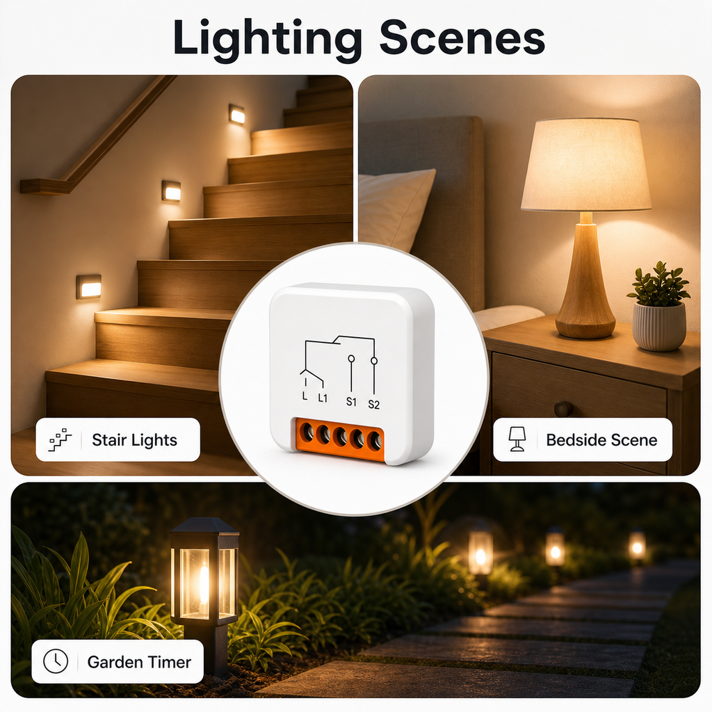 Lighting scene examples for ZigBee no-neutral relay control