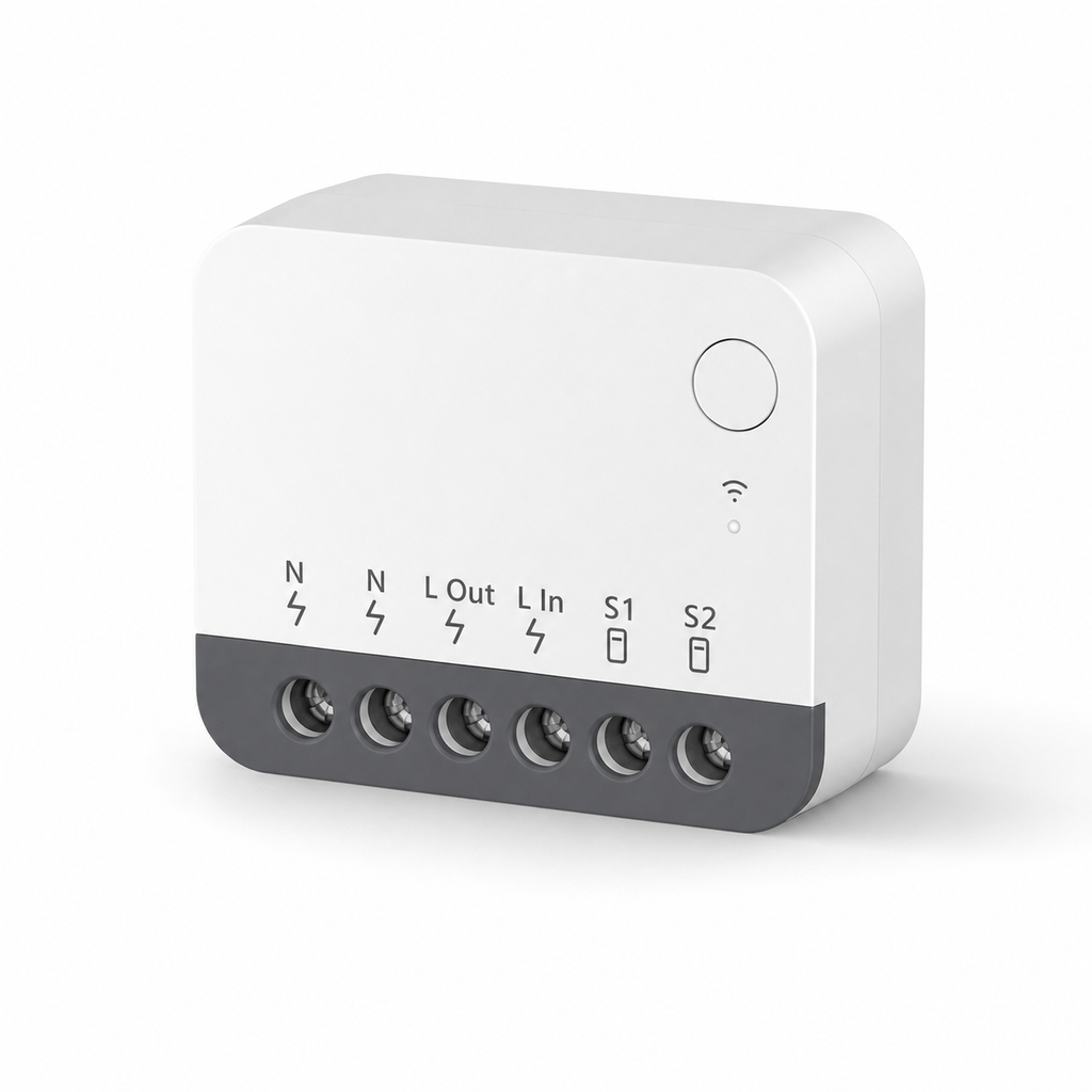 Module relais ZigBee NéoRelay Mini R2 Pro en lot de 1 sur fond blanc