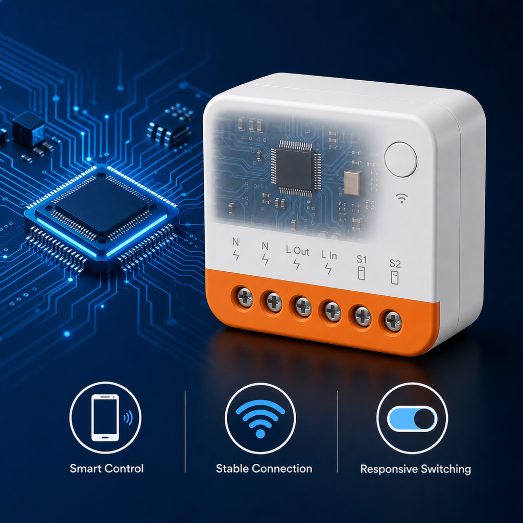 Internal control board concept for compact Wi-Fi relay module