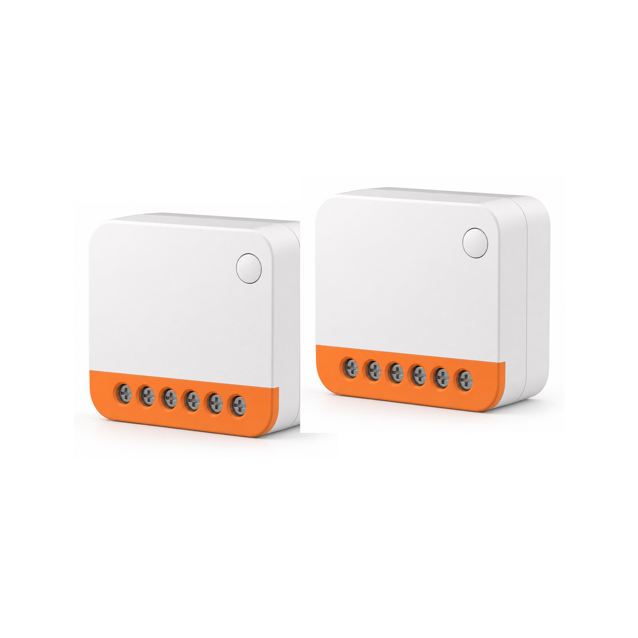 Lot de 2 modules relais Wi-Fi NéoRelay Mini R4 Pro sur fond blanc