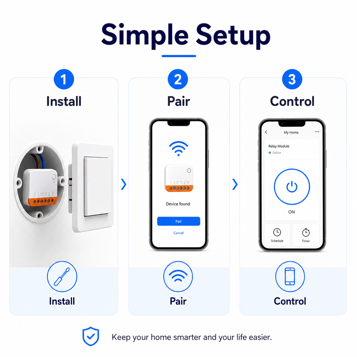 Simple setup guide for compact Wi-Fi relay module