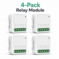 Four-pack studio image of compact Matter-compatible relay modules