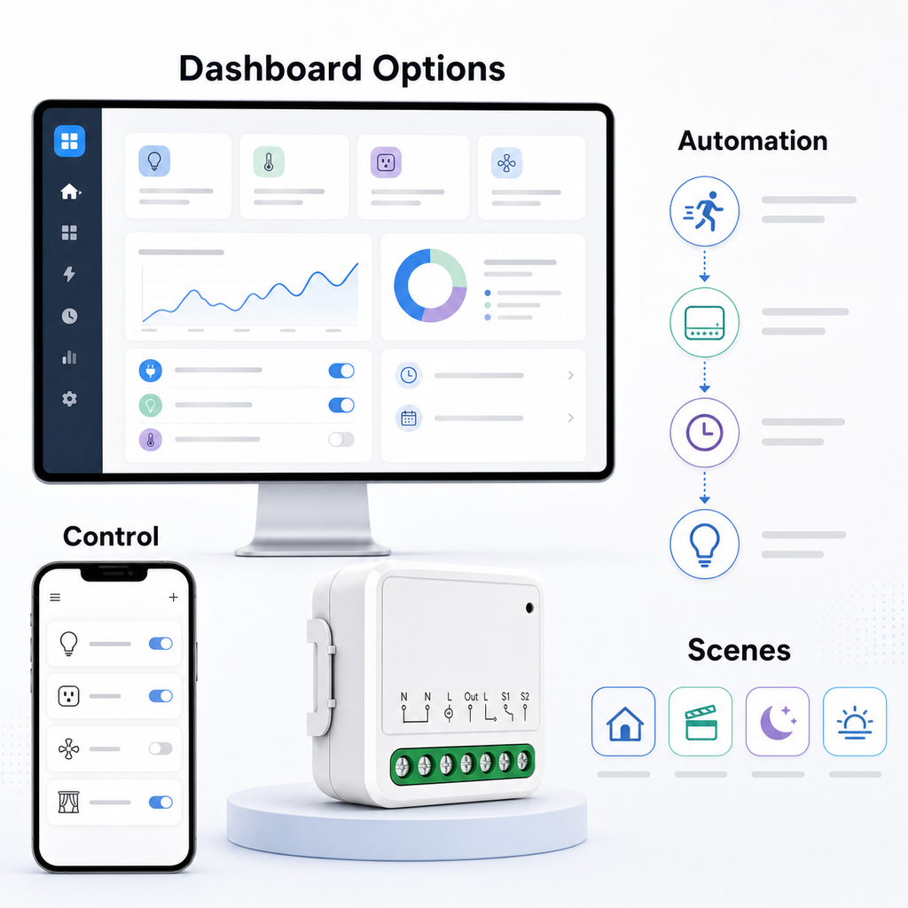 Generic smart home dashboard options for Matter-compatible relay