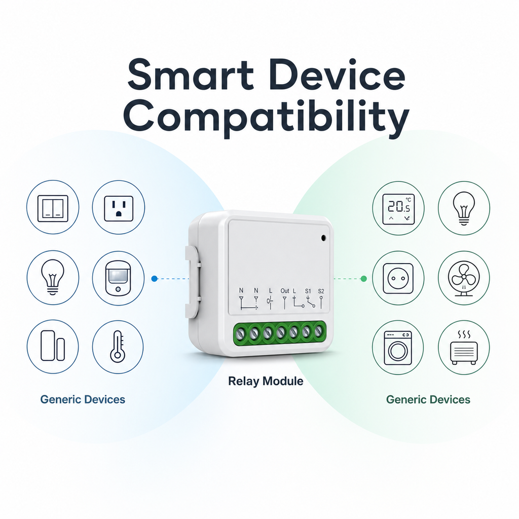 Generic smart device compatibility diagram for Matter-compatible relay