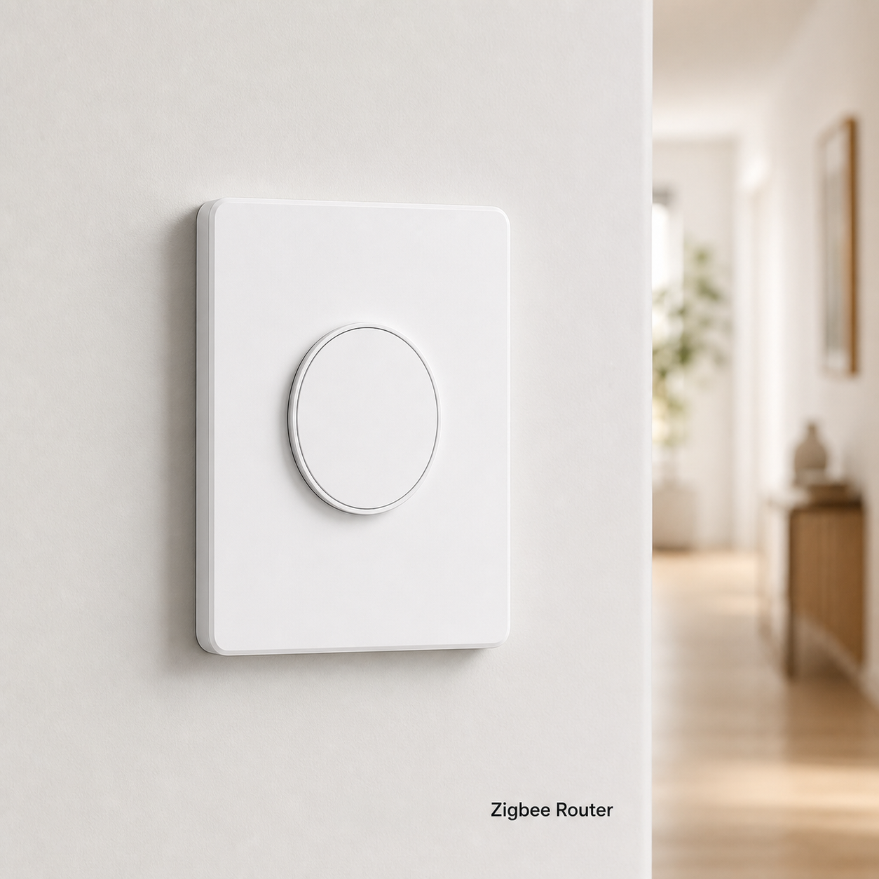 NéoRelay Mini ZigBee Pro wall switch installed in a bright home, Zigbee Router