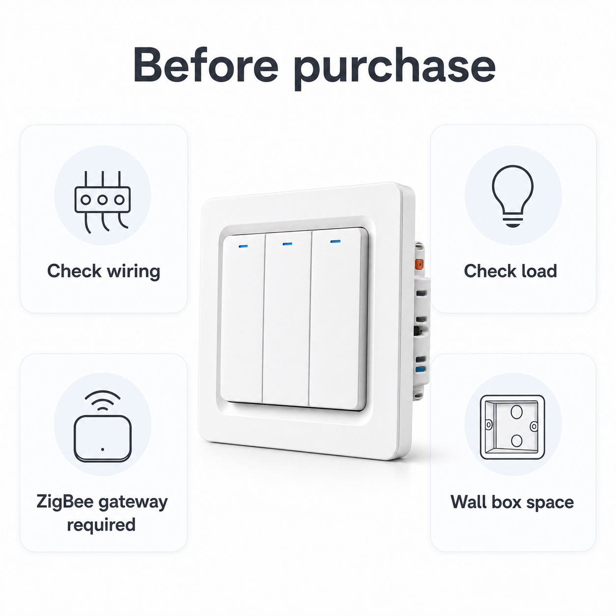 Before purchase checklist for NéoRelay Push Comfort ZigBee wall switch