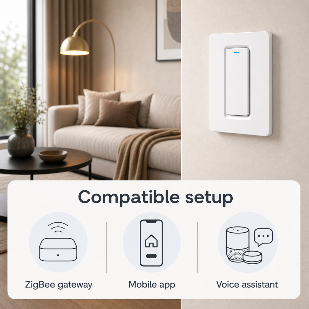 Compatible setup icons for NéoRelay Push Comfort ZigBee switch